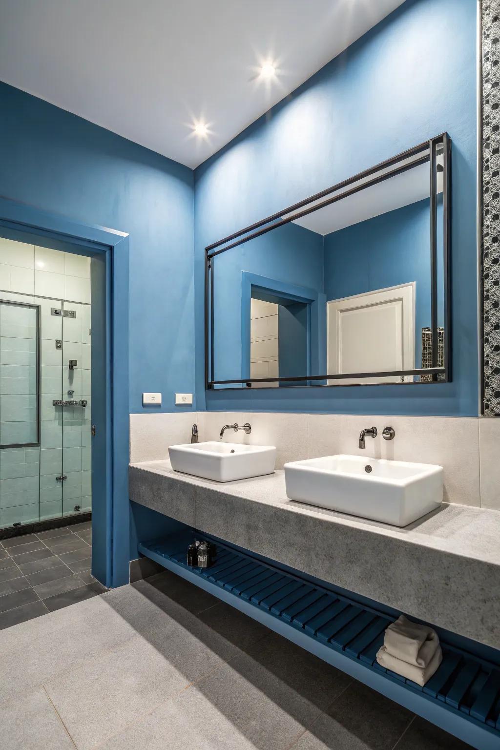 A minimalist design underscores the calming effect of blue.