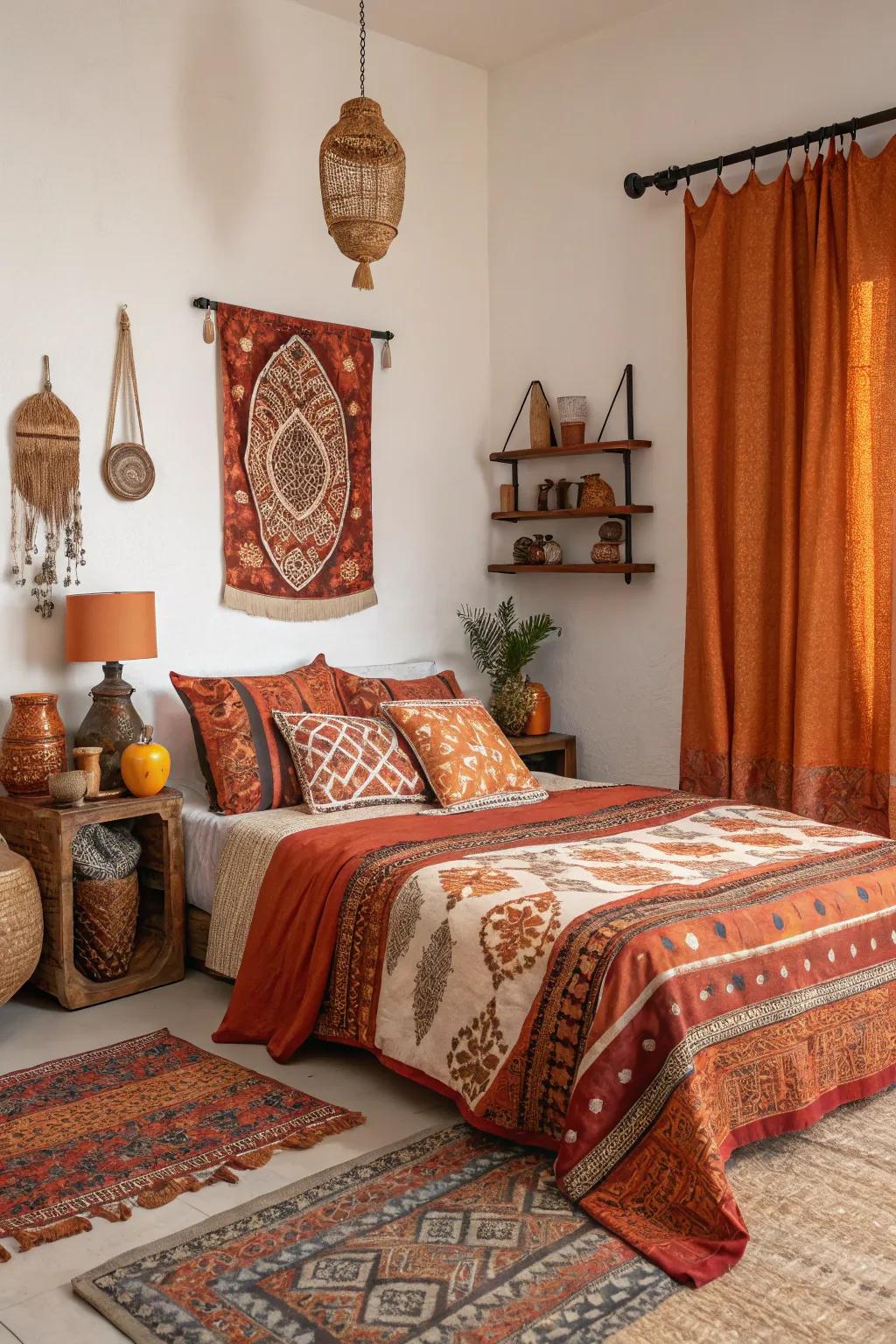 Global patterns adding a worldly touch.