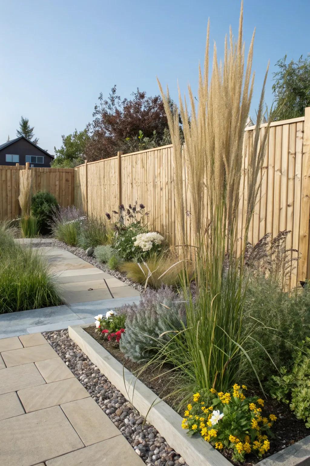Plume Reed Grass makes height in the garden.