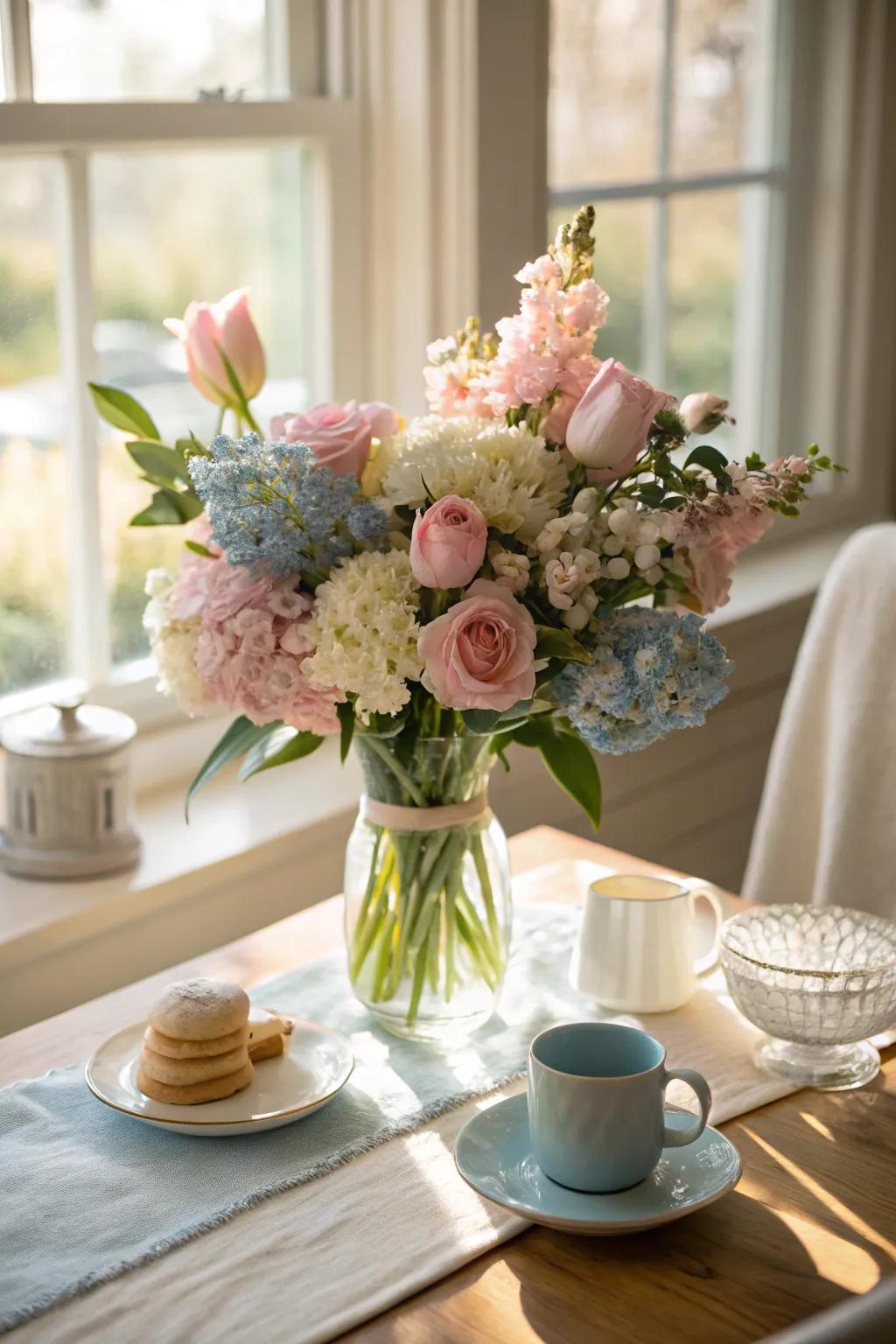 Spring arrangement celebrating new beginnings.