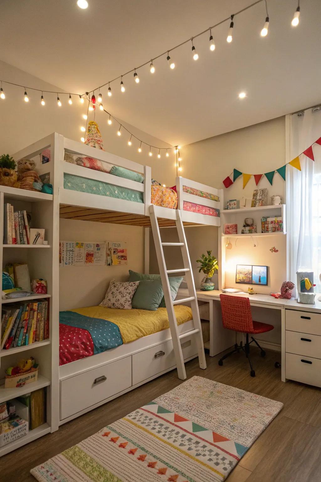 Various lighting options provide adaptability and style in a shared space.