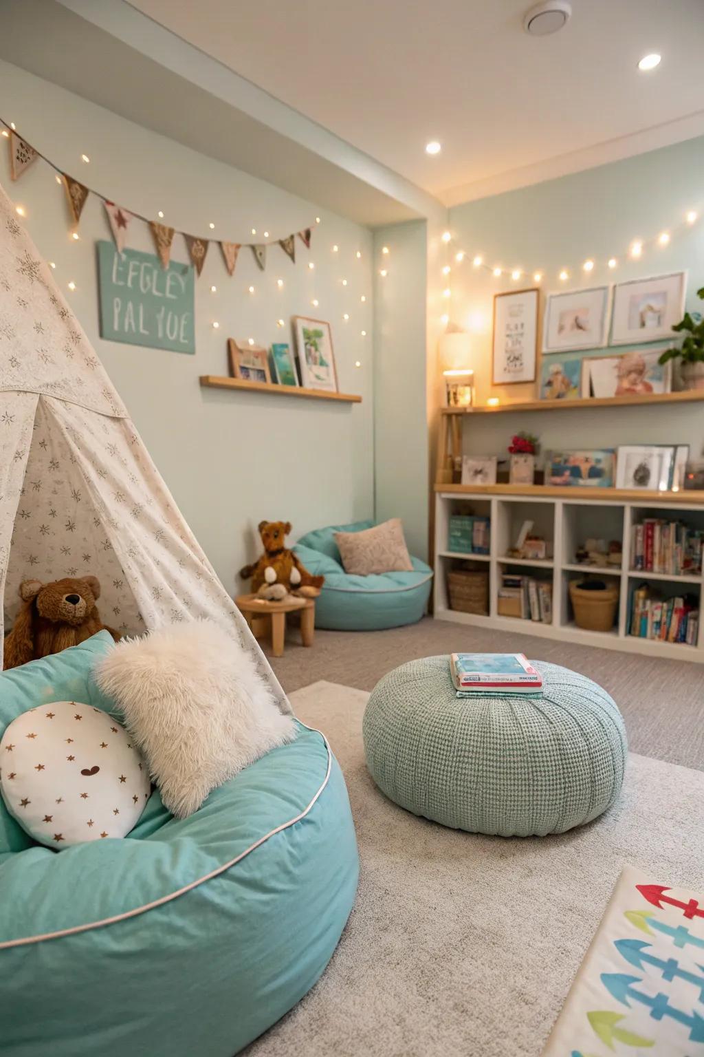 A serene sector furnishing respite and unwinding amidst playtime.