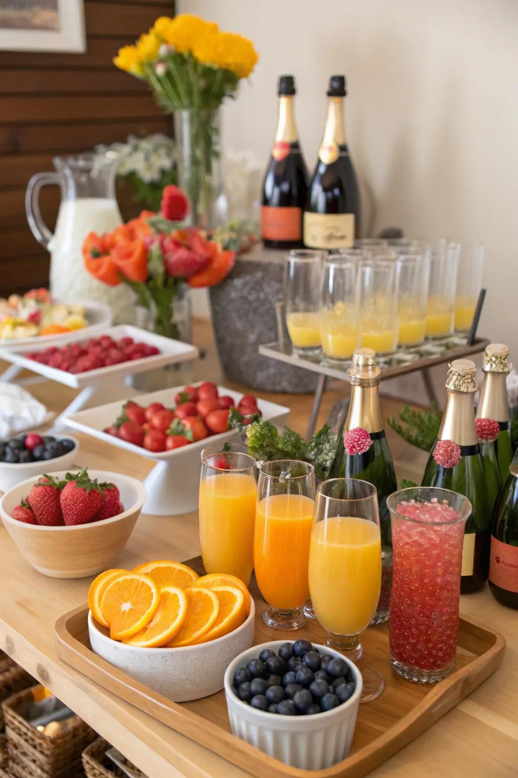 A participatory fizz station as a final bubbly treat to your brunch.