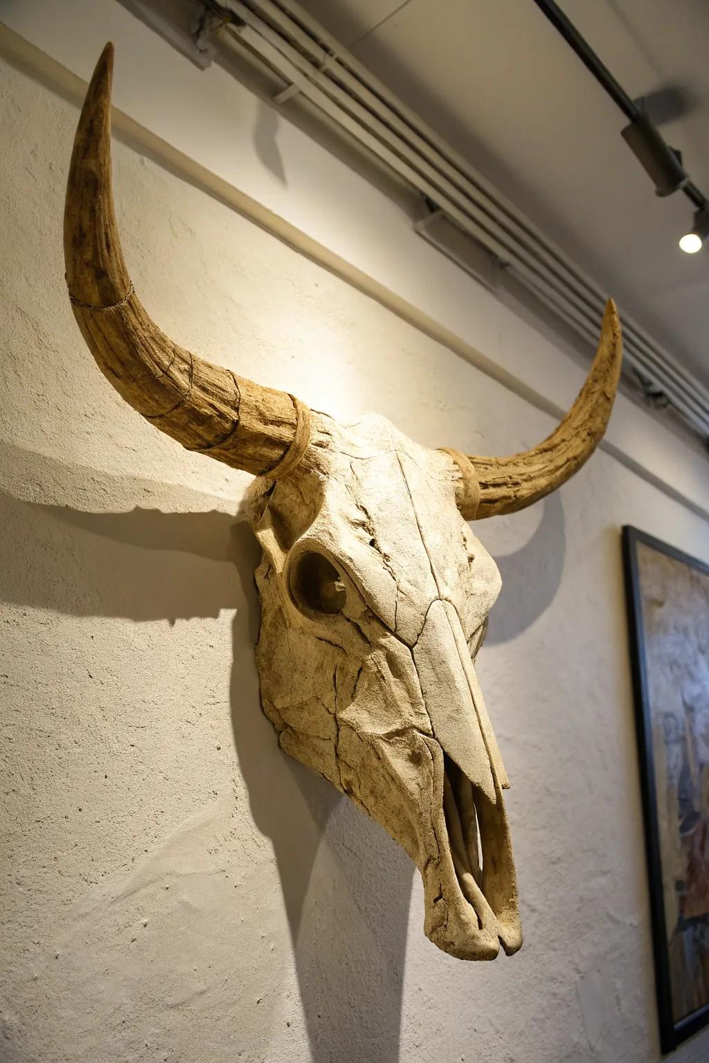 Handcrafted art venture showcasing a handwrought bovine skull.