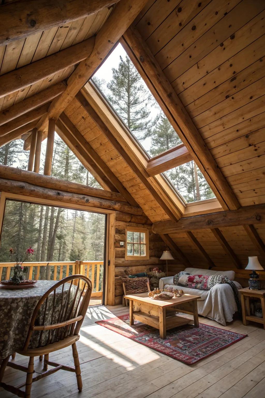 Skylight revealing heavenly views from a cabin