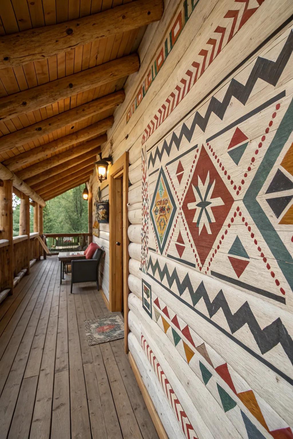 Geometric patterns including modern panache to the cabin.