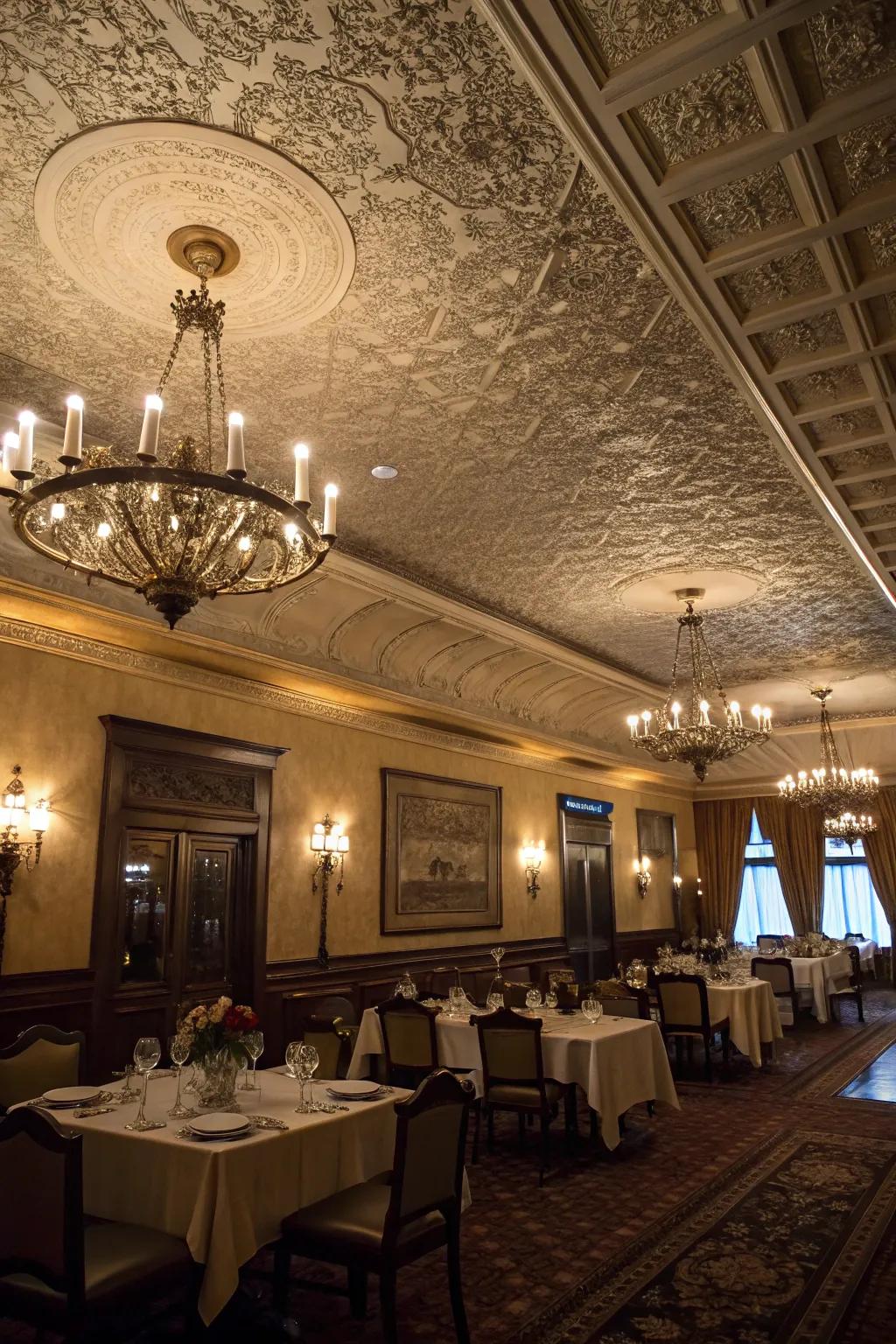 Introduce drama with the bold elegance of woodland brush ceiling textures.