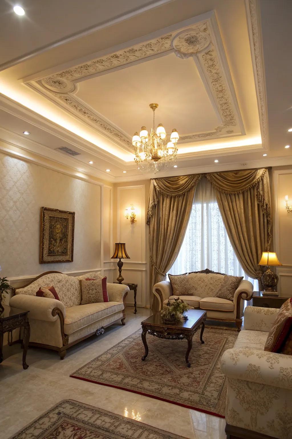 Overhead molding incorporates an element of sophistication.