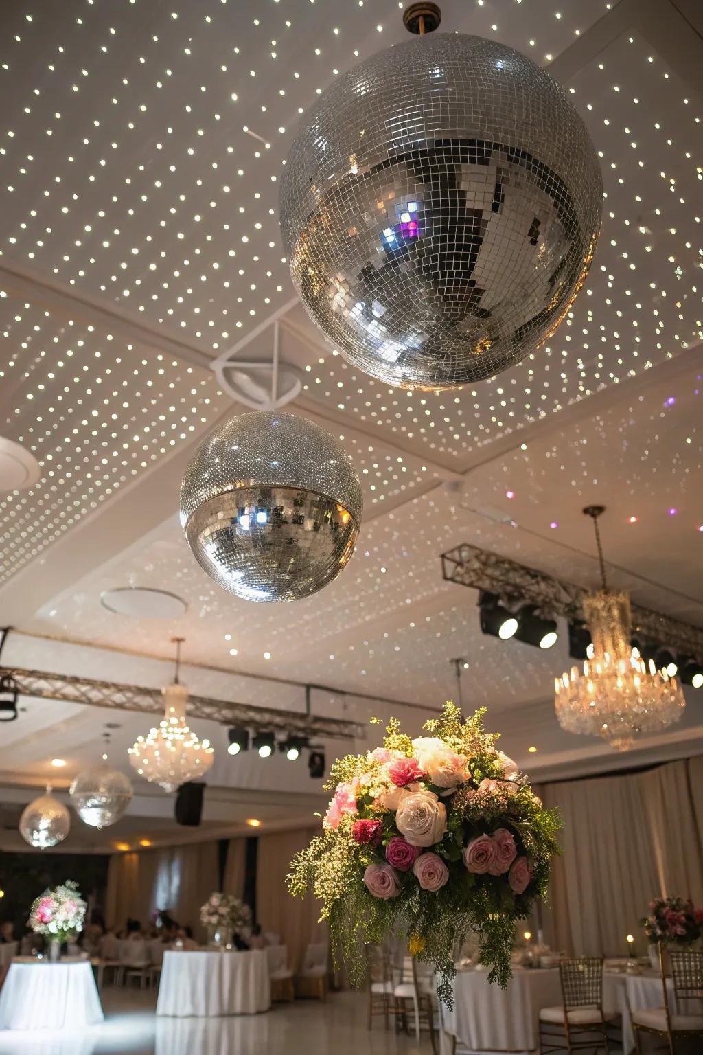 Disco balls add party sparkle.