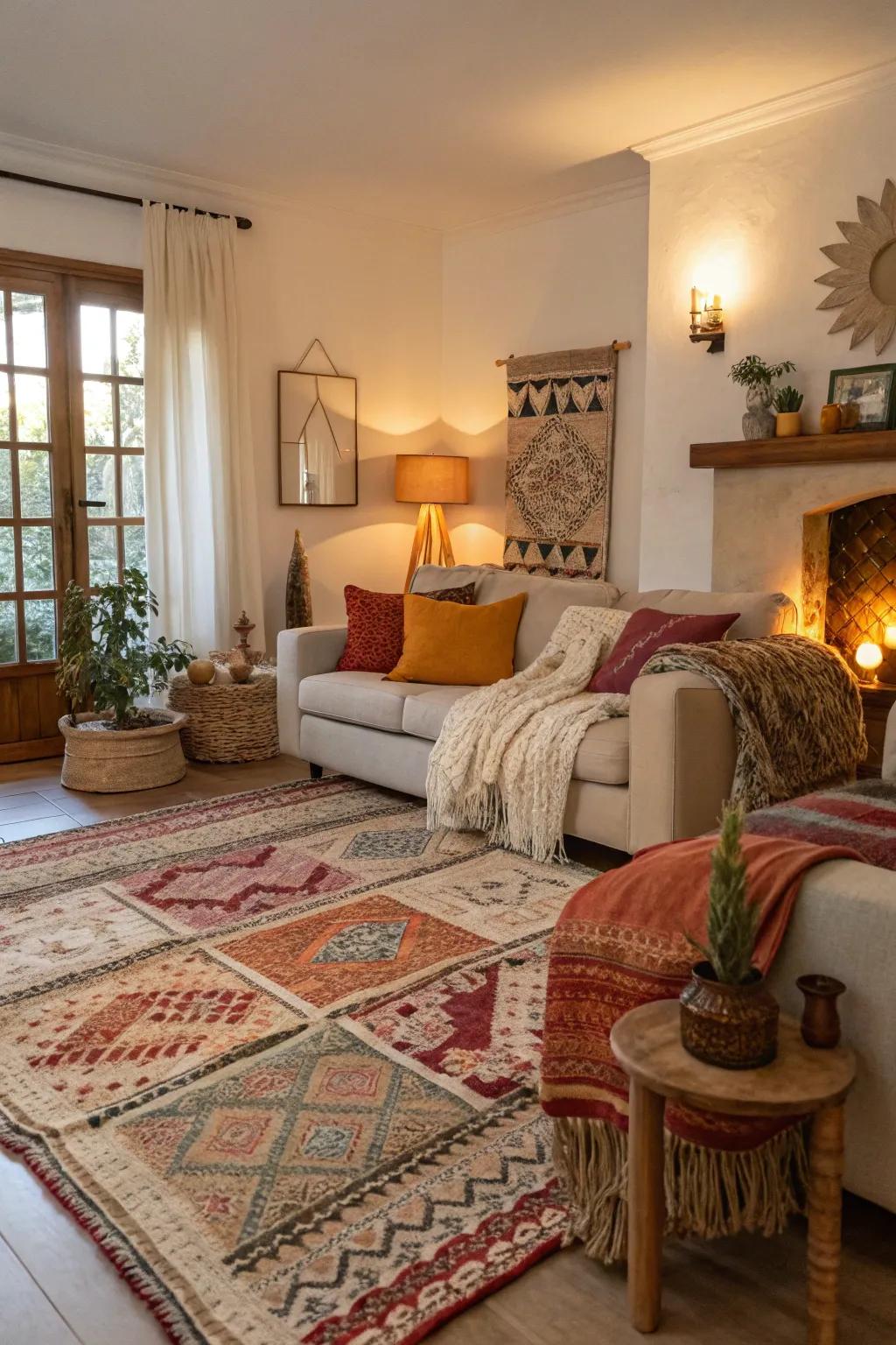 Layering rugs adds depth and warmth, enhancing the comfort of any room.