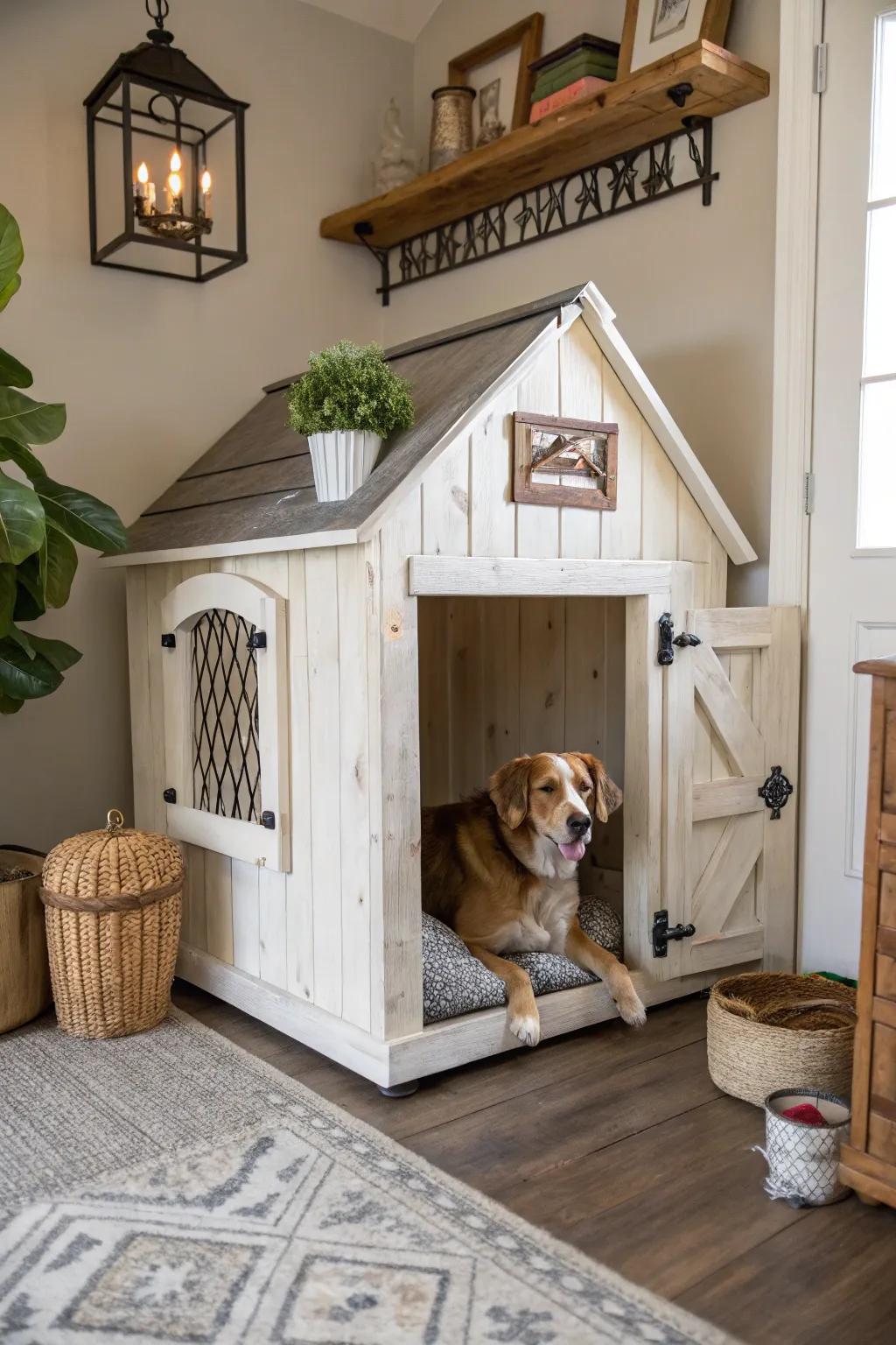 Add a farmhouse vibe to your home with this kennel design.