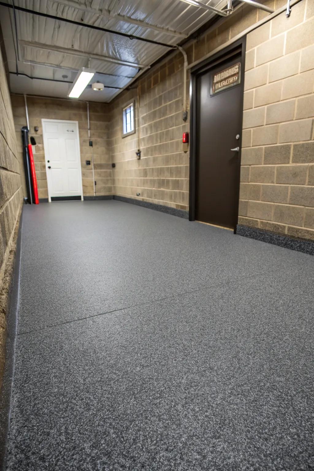 Recycled rubber flooring provides a durable and eco-conscious answer for busy basements.