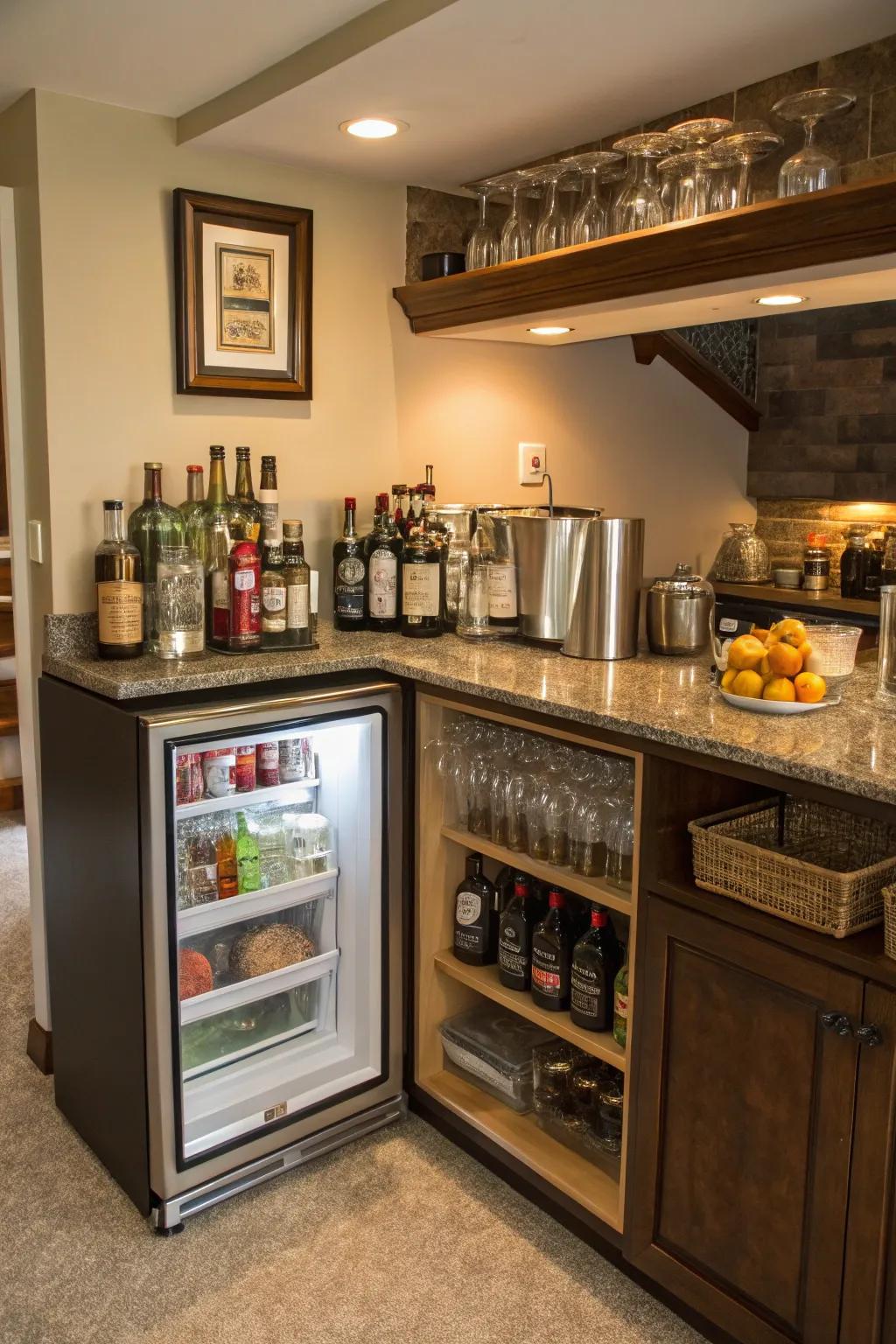 Compact chillers ensure freshness and convenience.