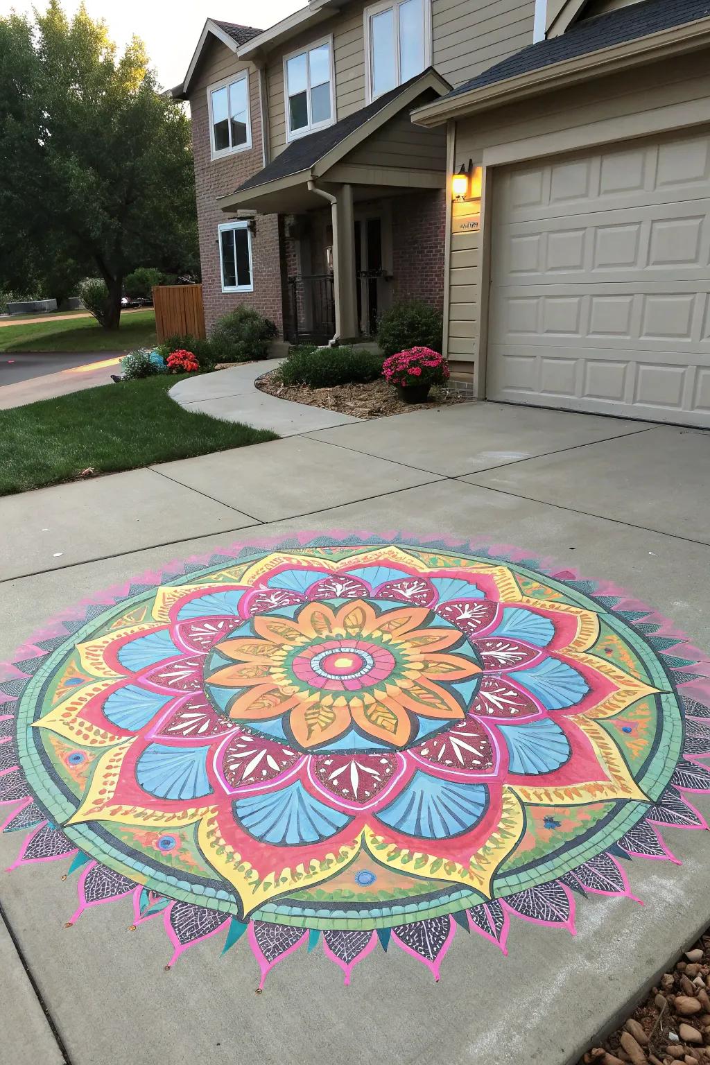An artistic driveway showcasing creativity and personal style.