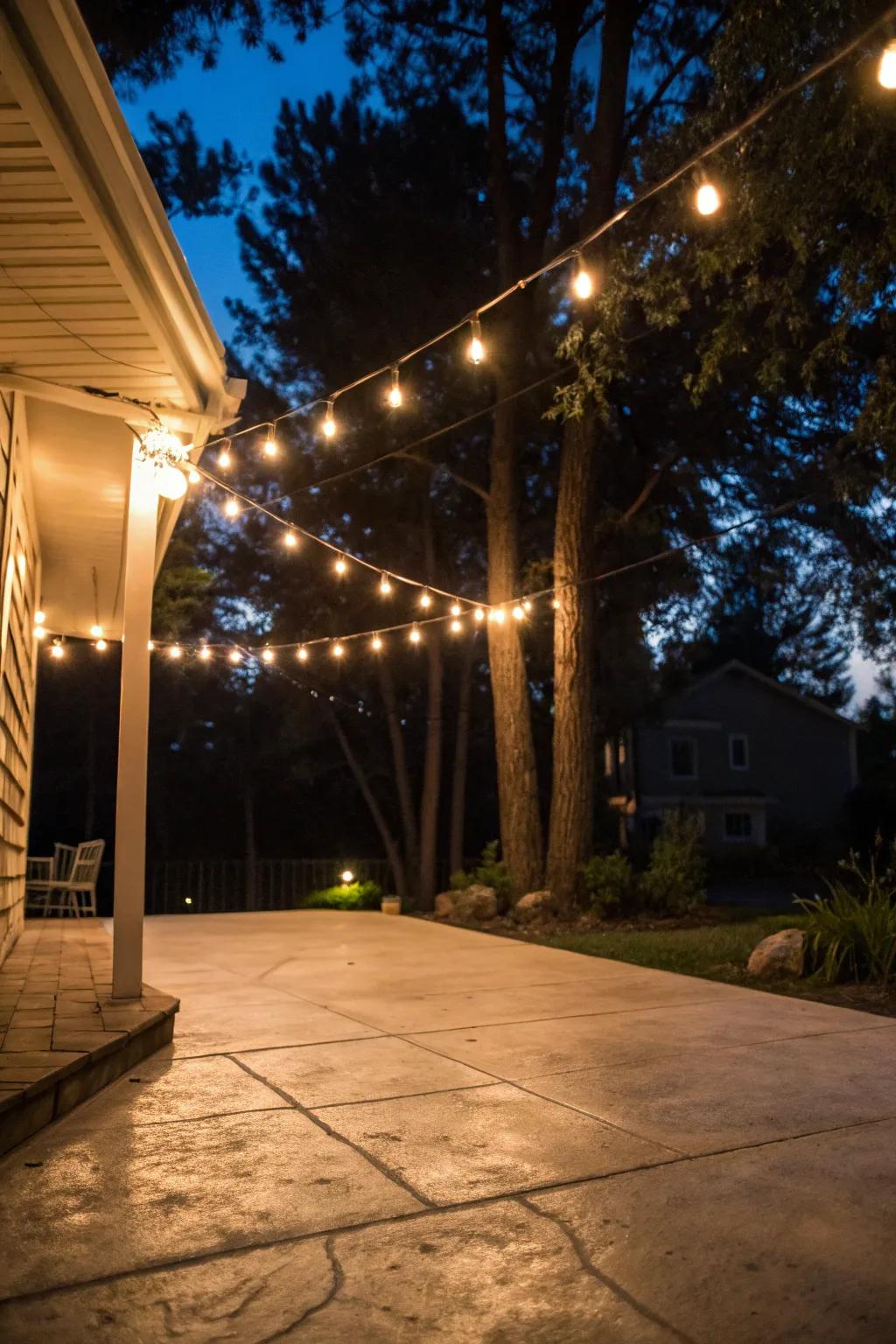Festoon lighting makes your patio inviting after dark.