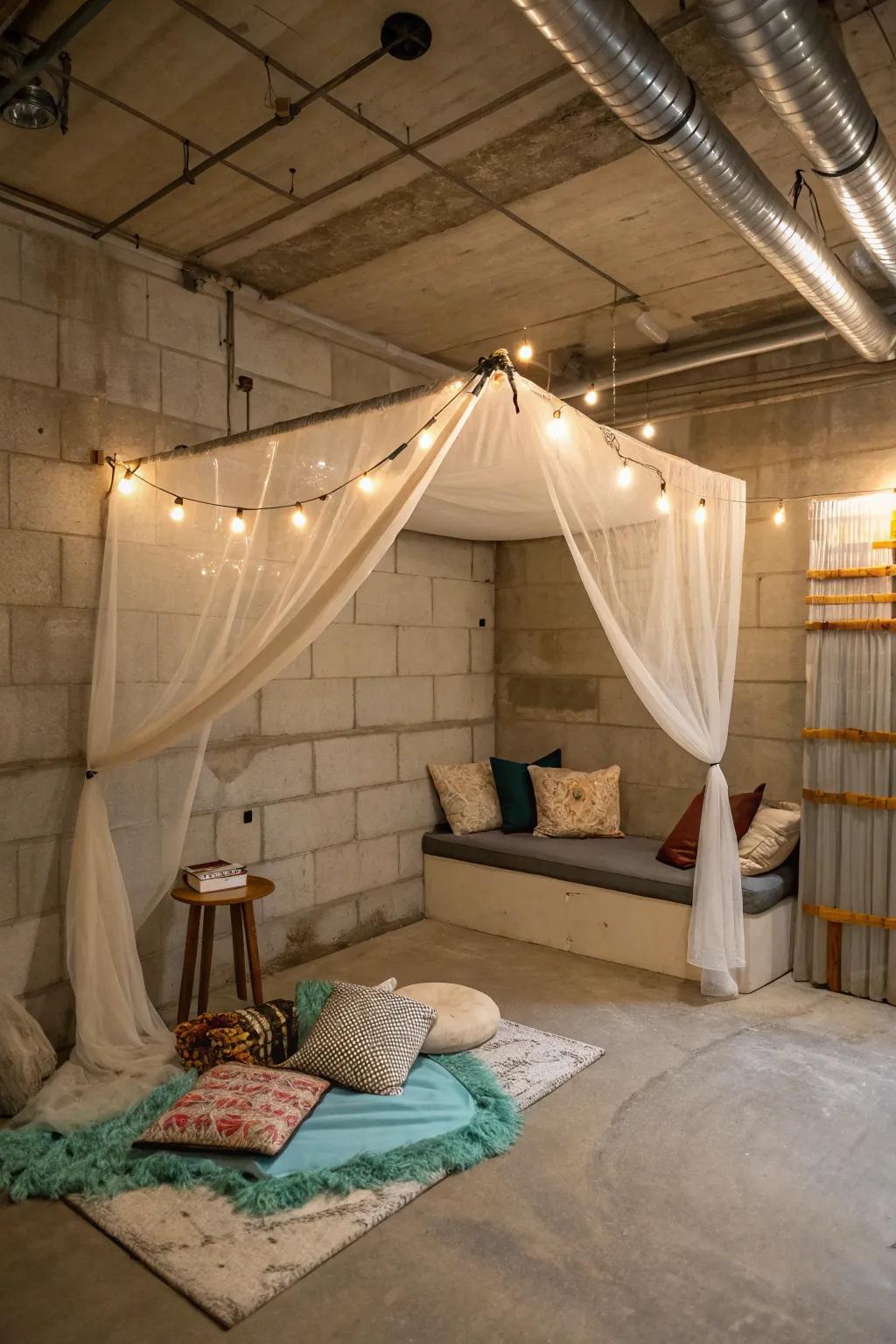 Include elegance and intimacy with a ceiling canopy.