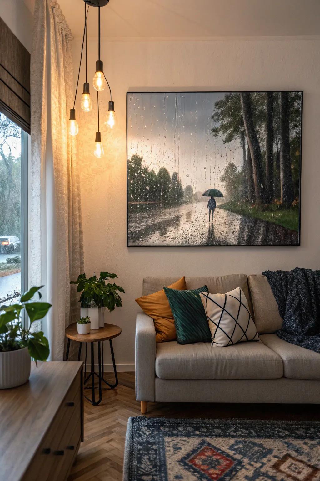 Wet day scenes bring to mind introspection and a comfortable atmosphere.