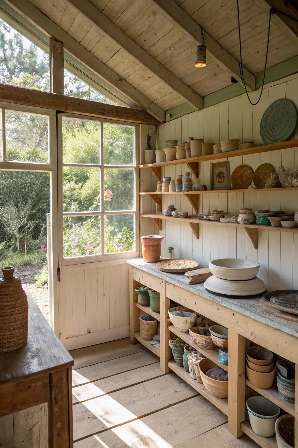 A vintage pottery space for creative exploration.