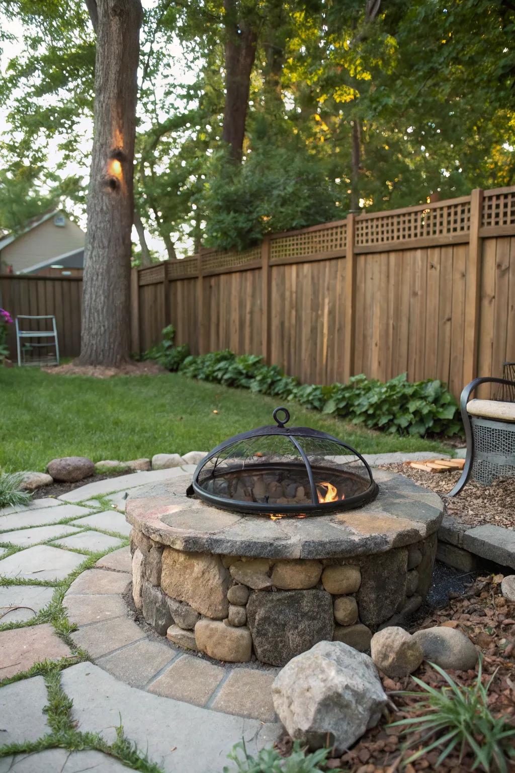 Stone and metal unite to fashion a striking and modern nature-inspired fire pit.