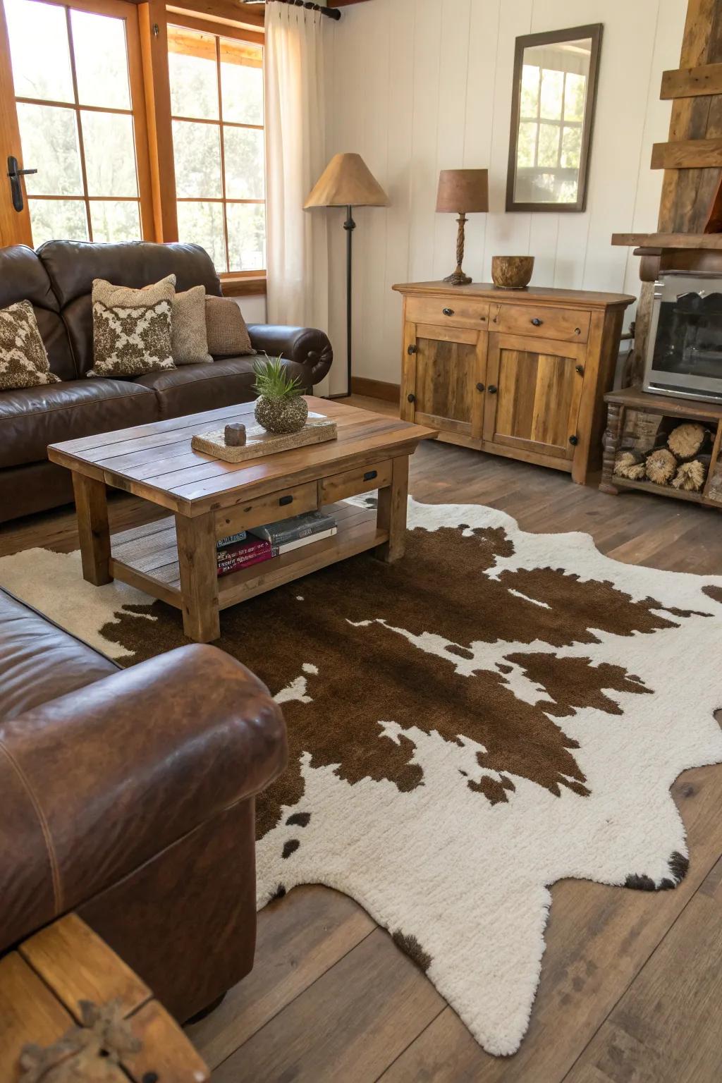 Animal hide rugs inject luxury and homespun sophistication into any space.