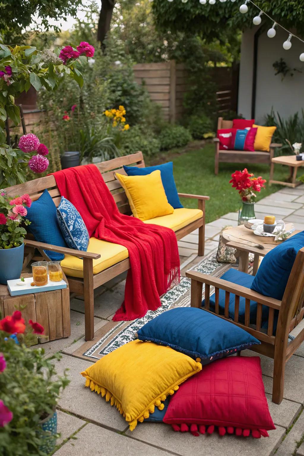 Vivid fabrics add vibrancy and style.