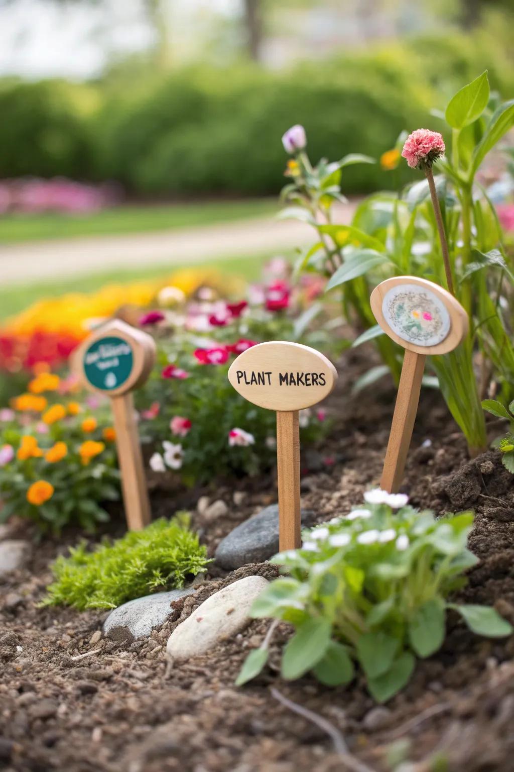 Bespoke flora markers introduce allure and organization to any garden.