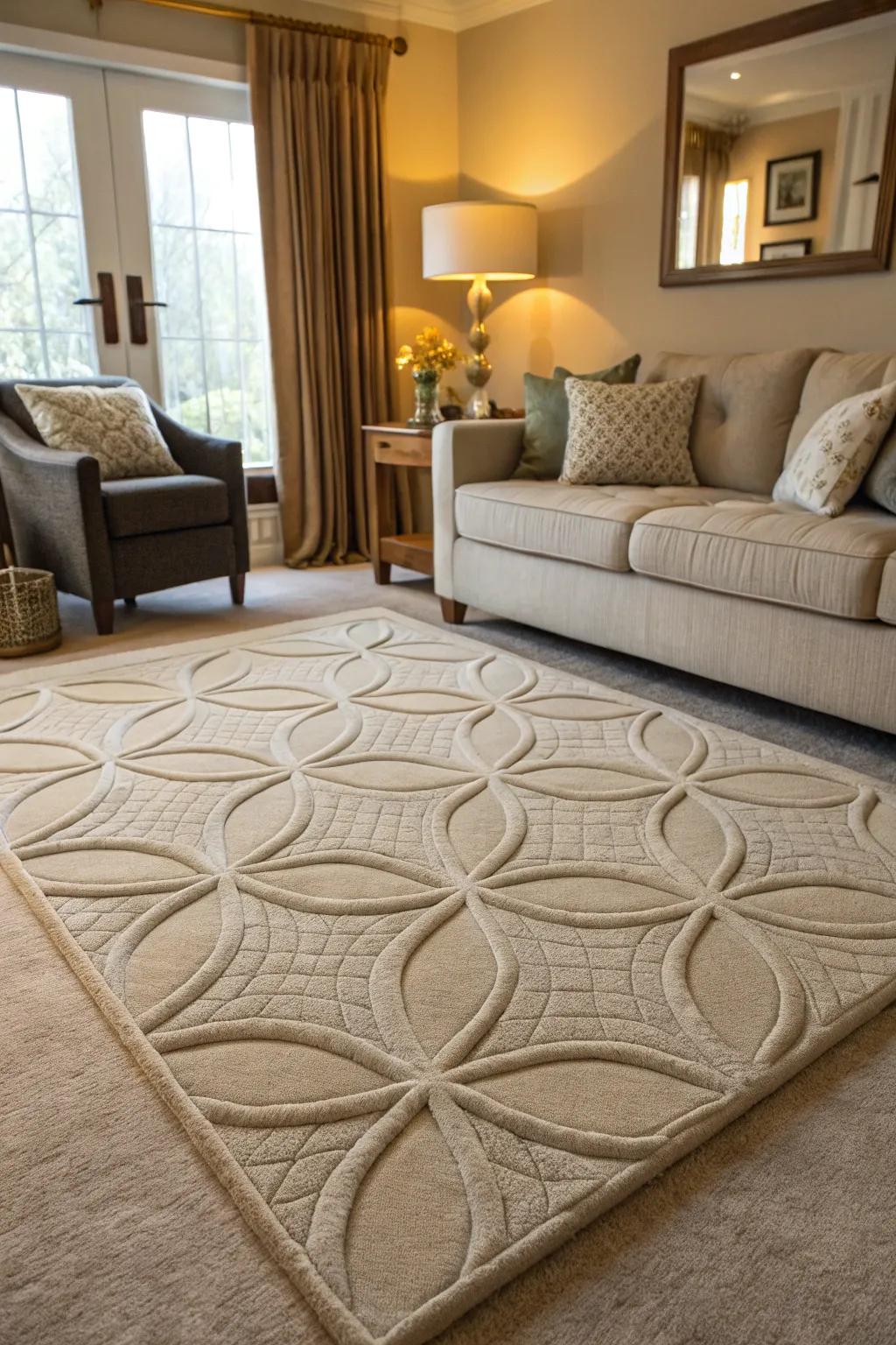 3D textured rugs add depth and a tactile element to any decor.
