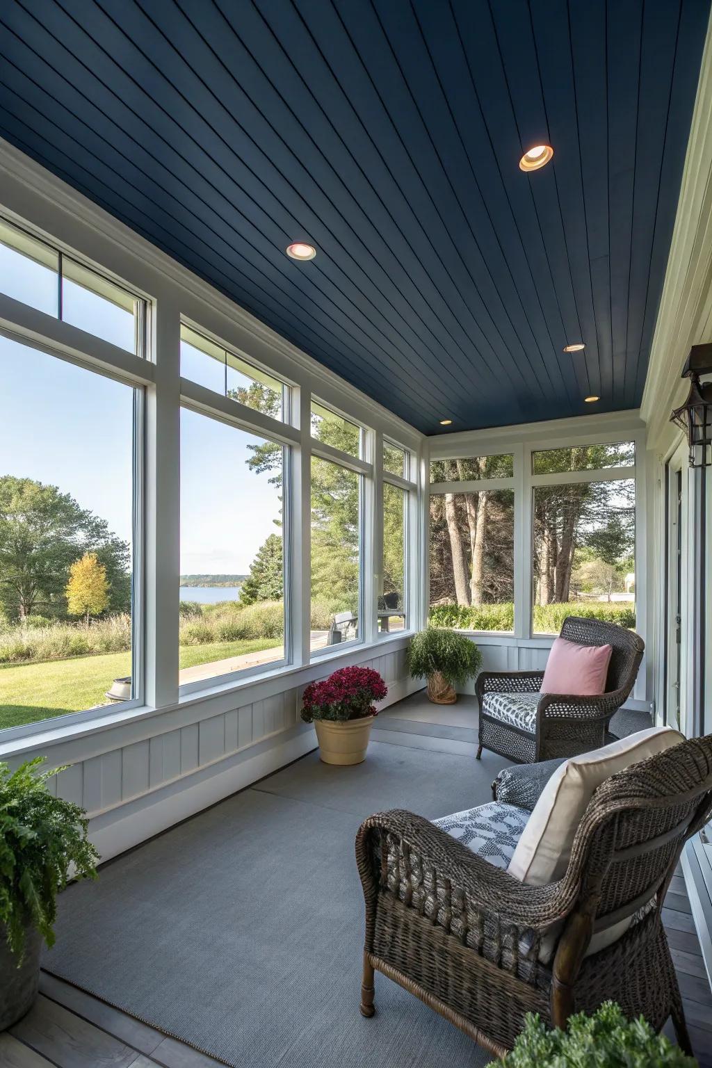 Outdoor inspiration featuring a deep azure ceiling indoors.