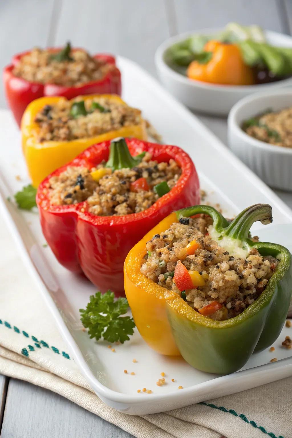 Hearty quinoa fiesta peppers.
