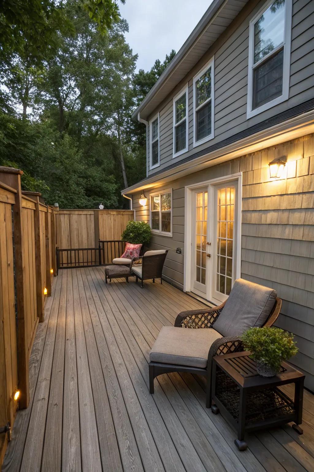 Making use of existing walls to smoothly add privacy.