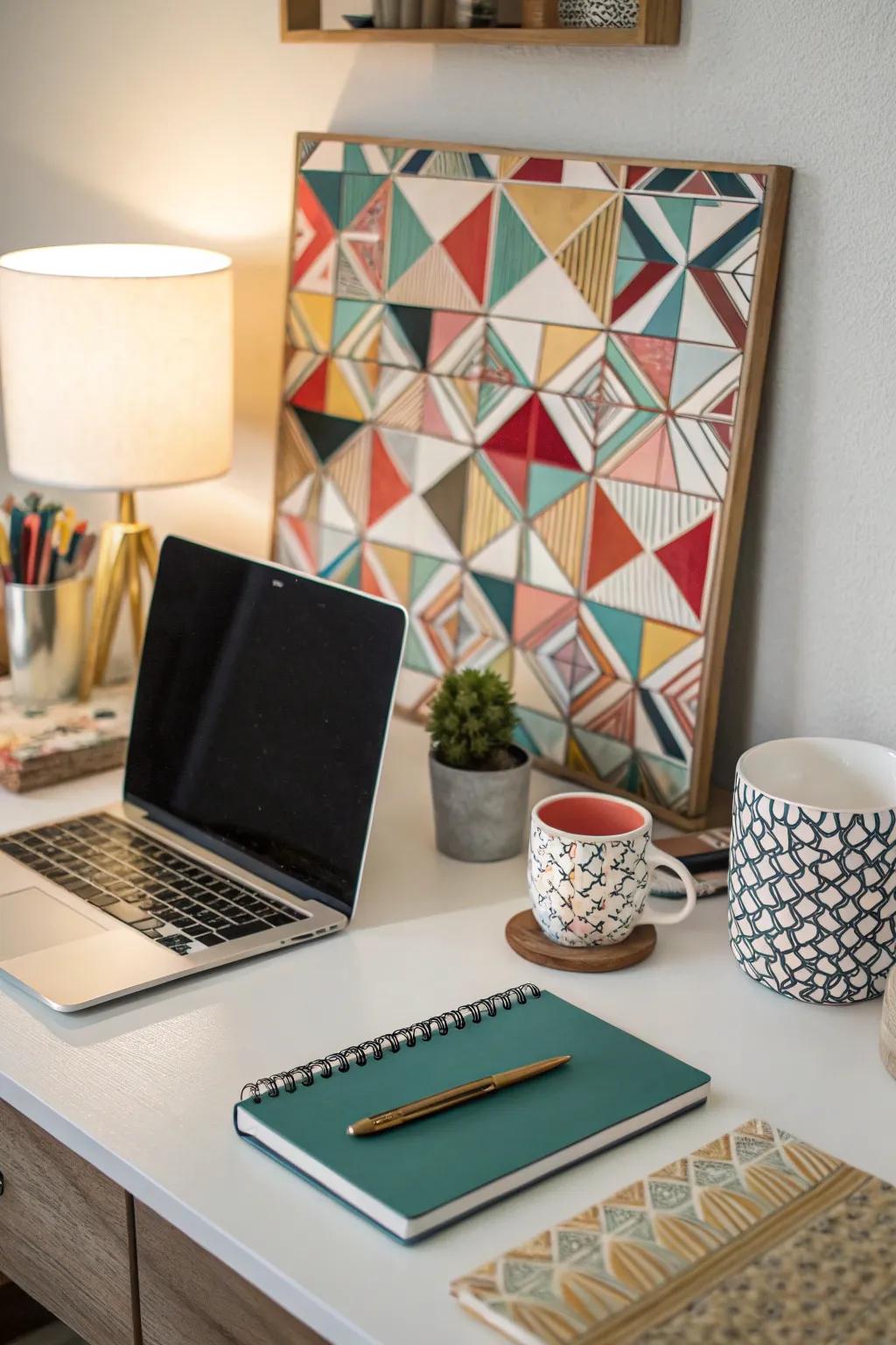 Geometric patterns modernize your workspace.