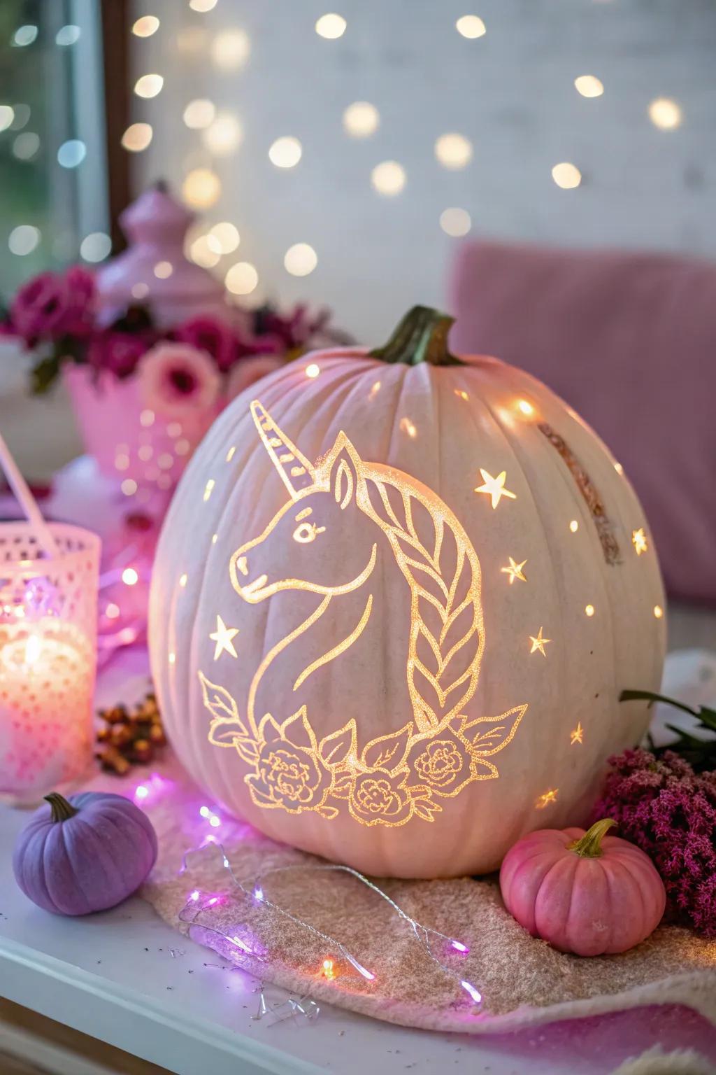 Unicorn carvings that add a fairy tale magic.