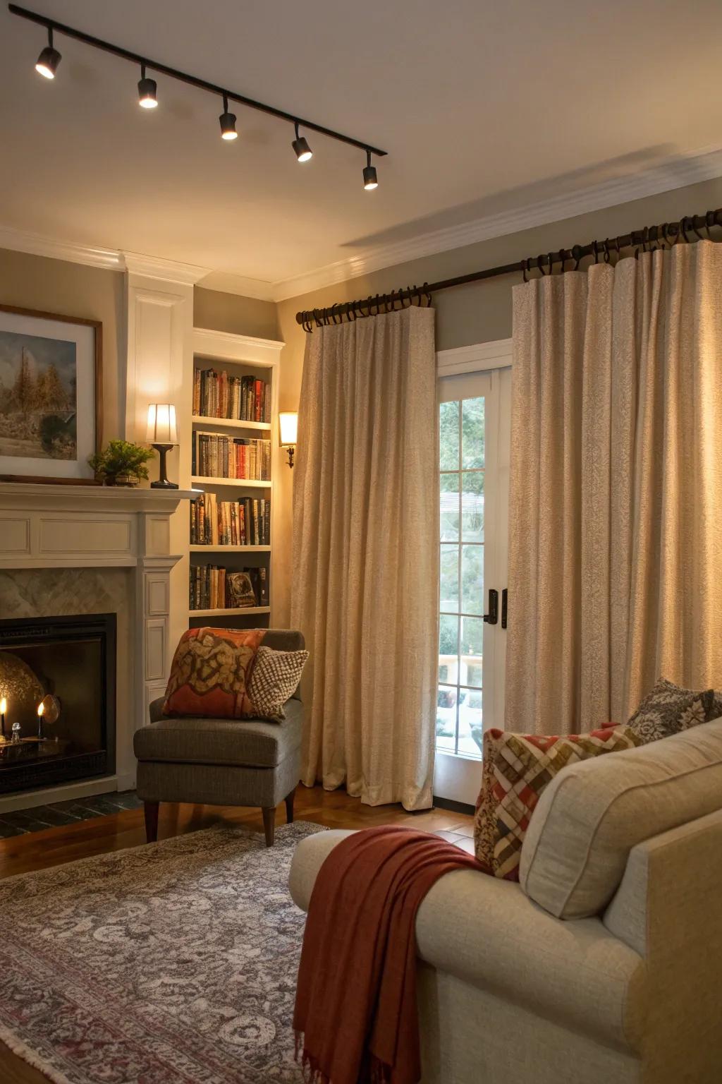 Insulated curtains provide warmth and style.