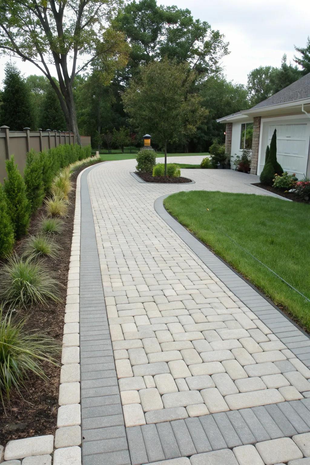 Seamless transitions connect driveways and pathways beautifully.