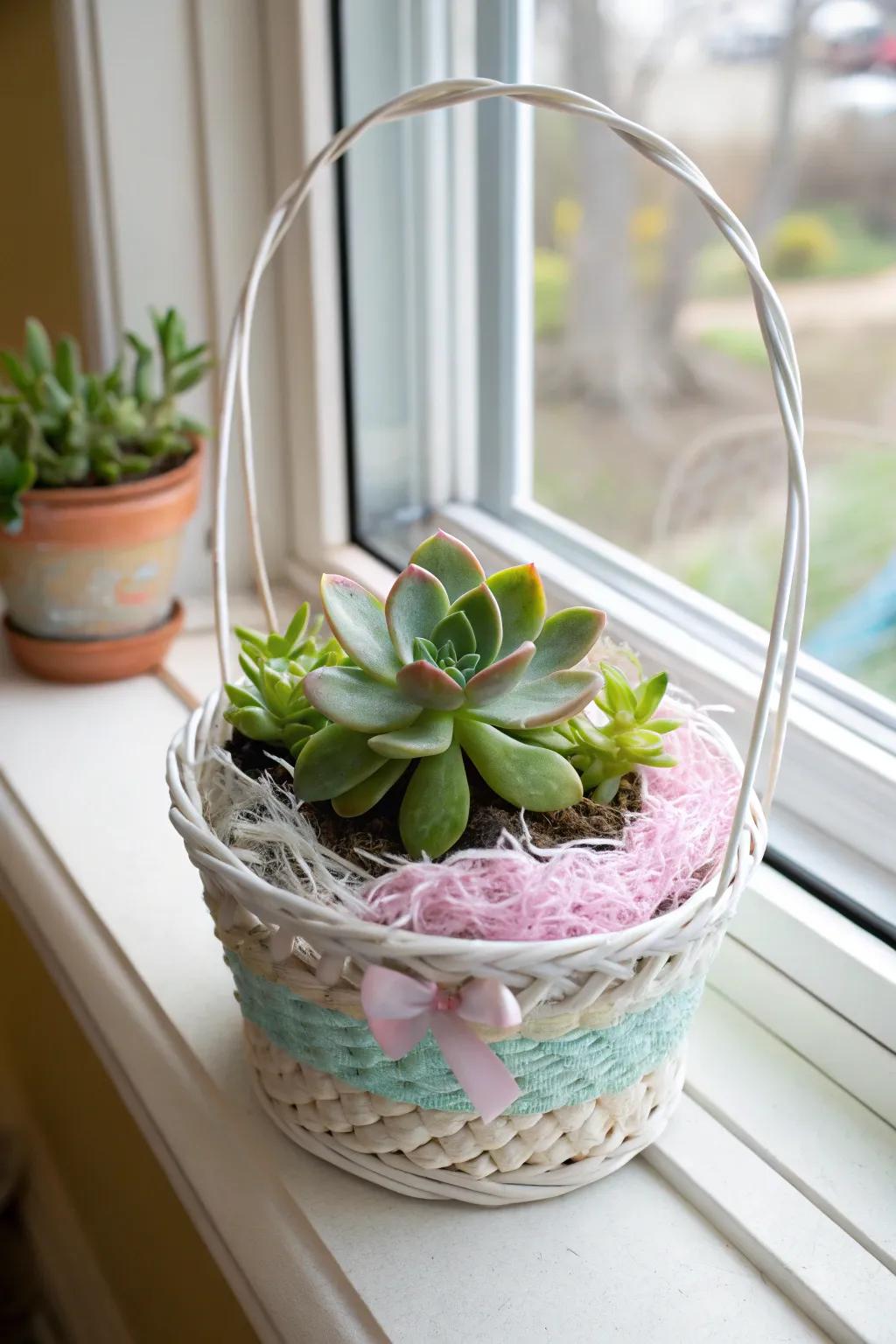 Add fresh air with a tiny plant.