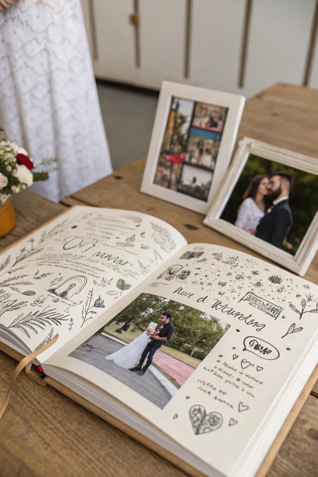 DIY artistry adds a personal touch to an engagement memory album.