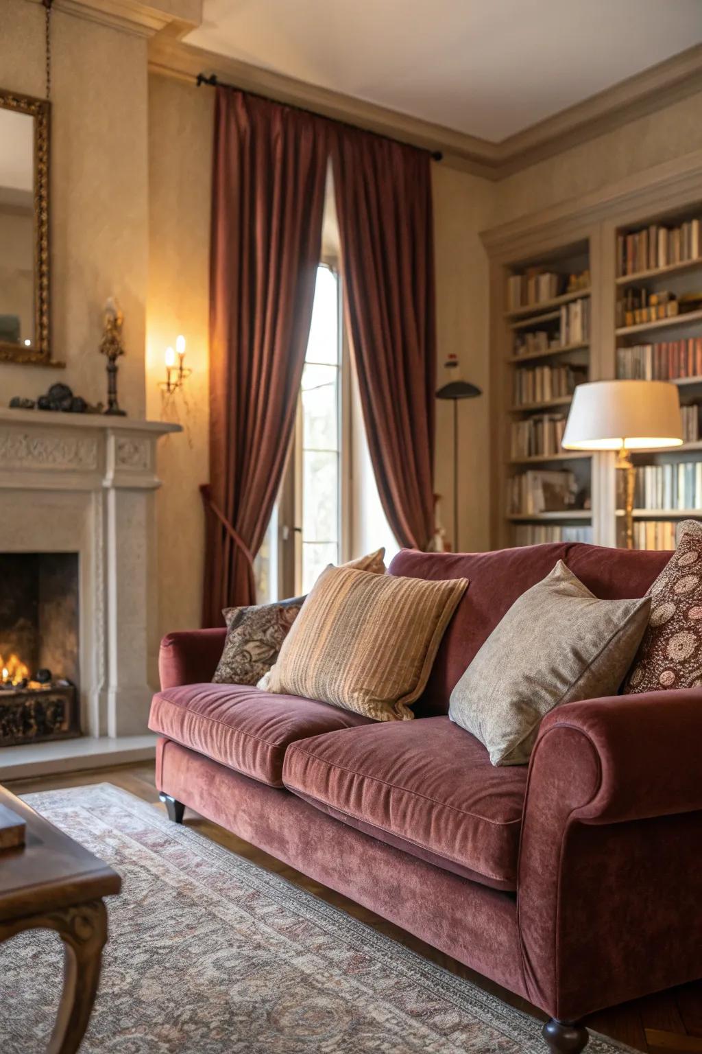 Luxurious fabrics exude luxury and solace.