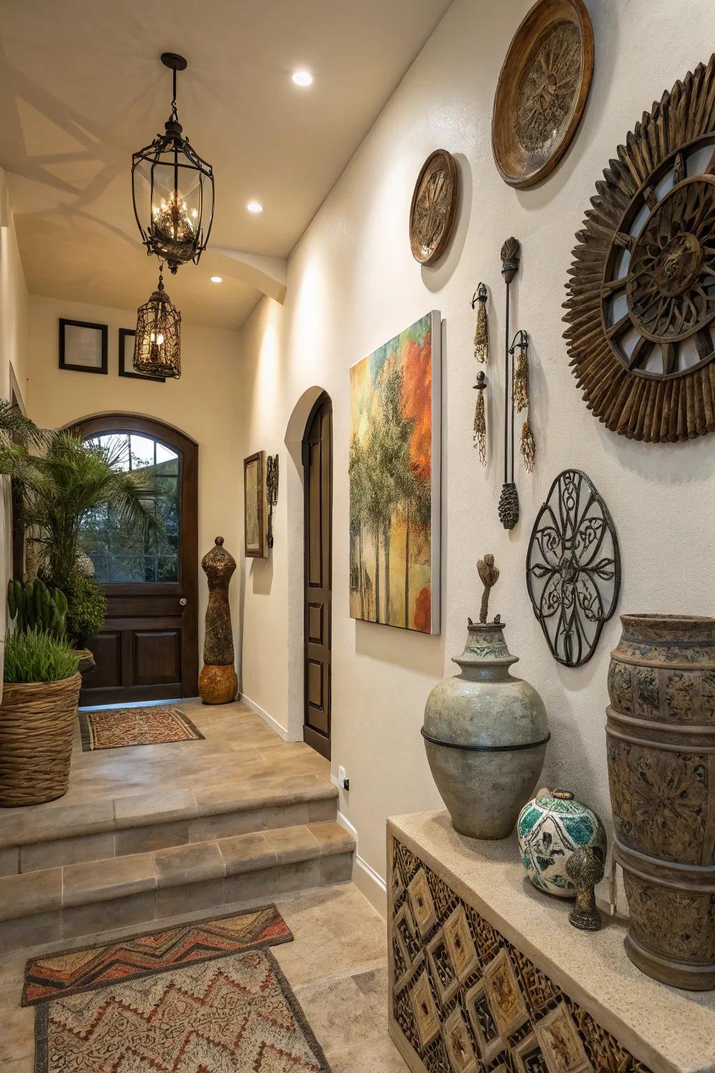 Wall decor adds visual interest and a personal touch to your entrance.