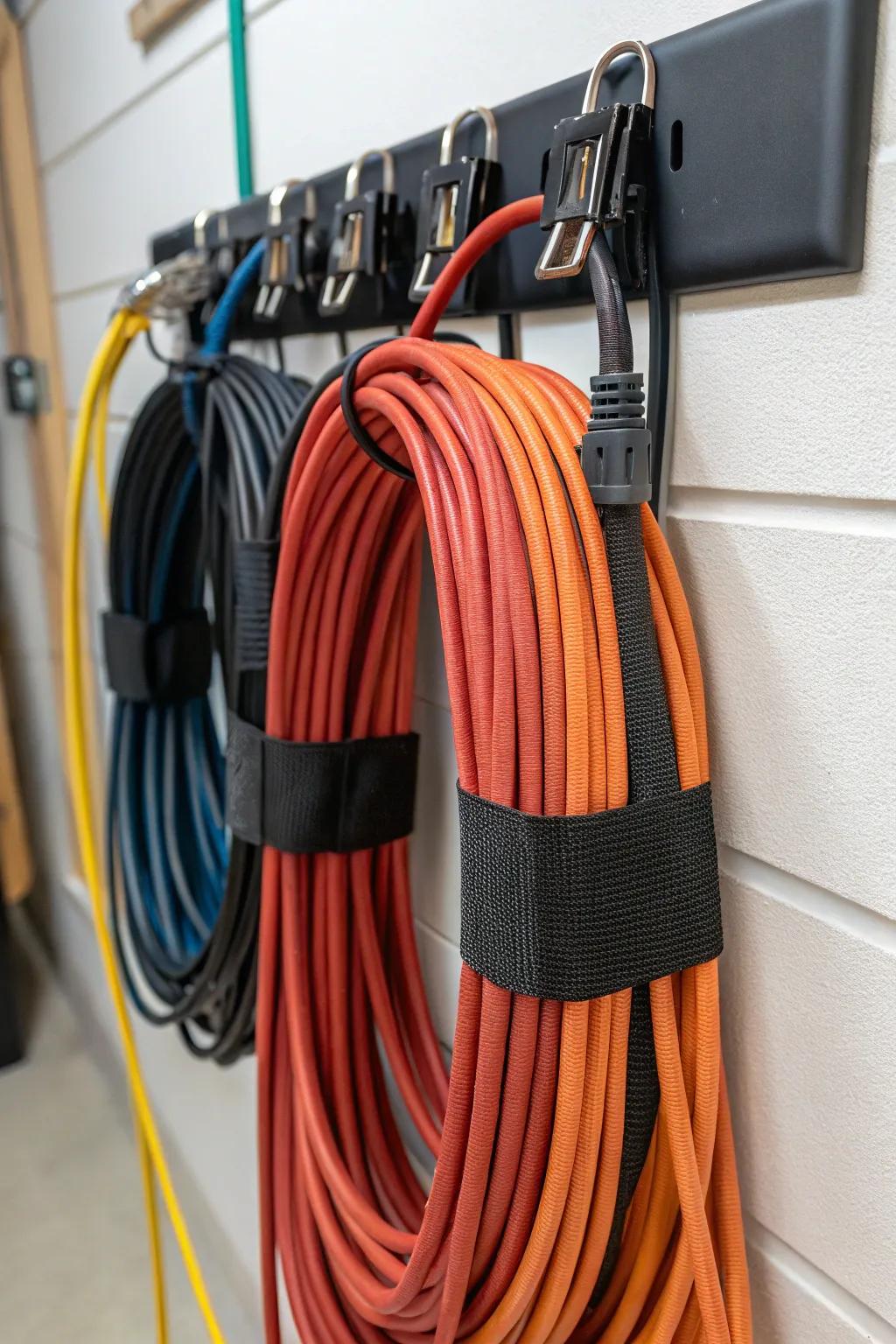Velcro straps keep cords secure and easy to store.
