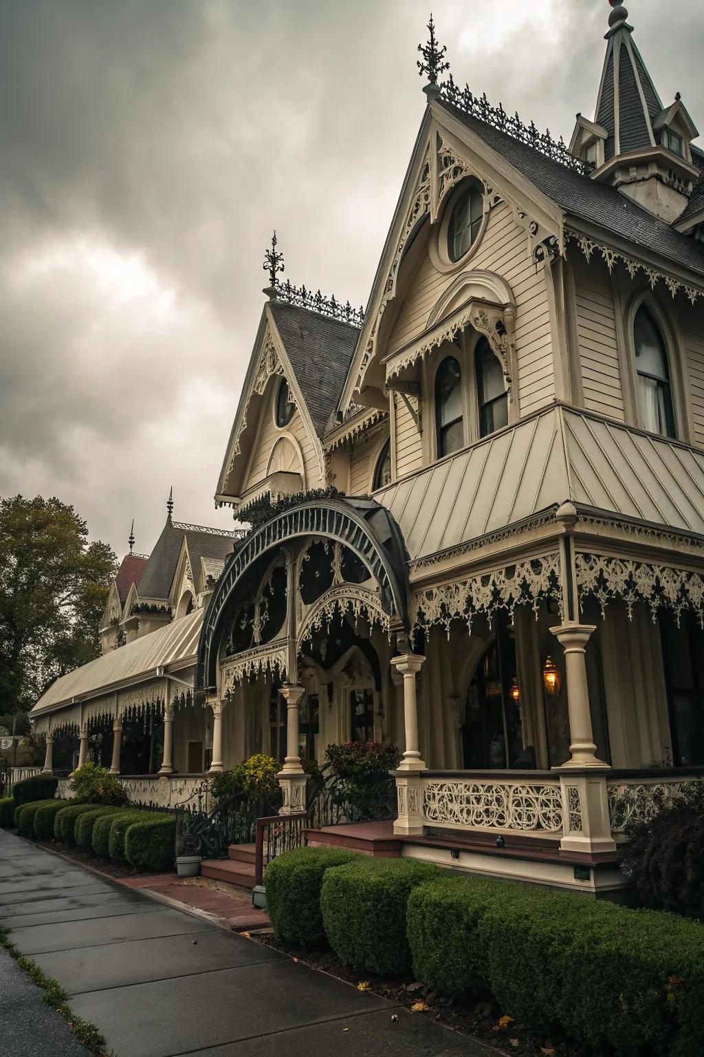 Gothic-inspired shades adding drama and elegance to any facade.