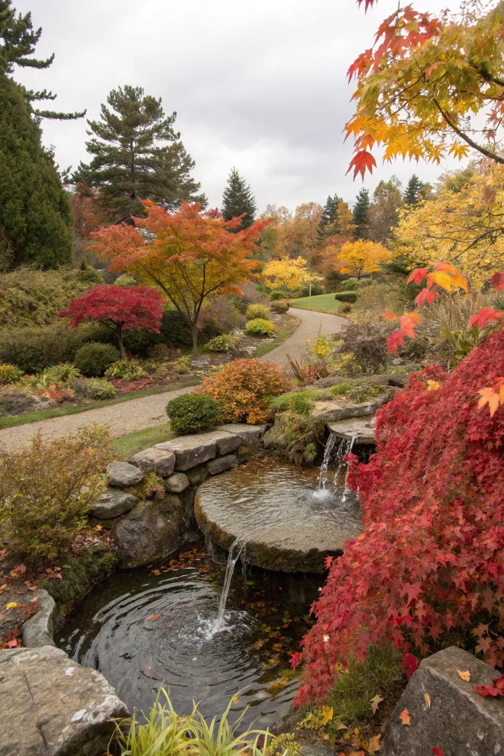 A water design adds tranquility to your autumn garden.