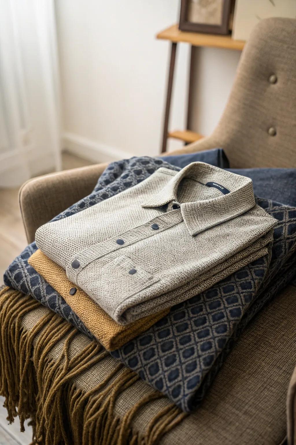 Textured fabrics bring warmth and depth to fall clothing.