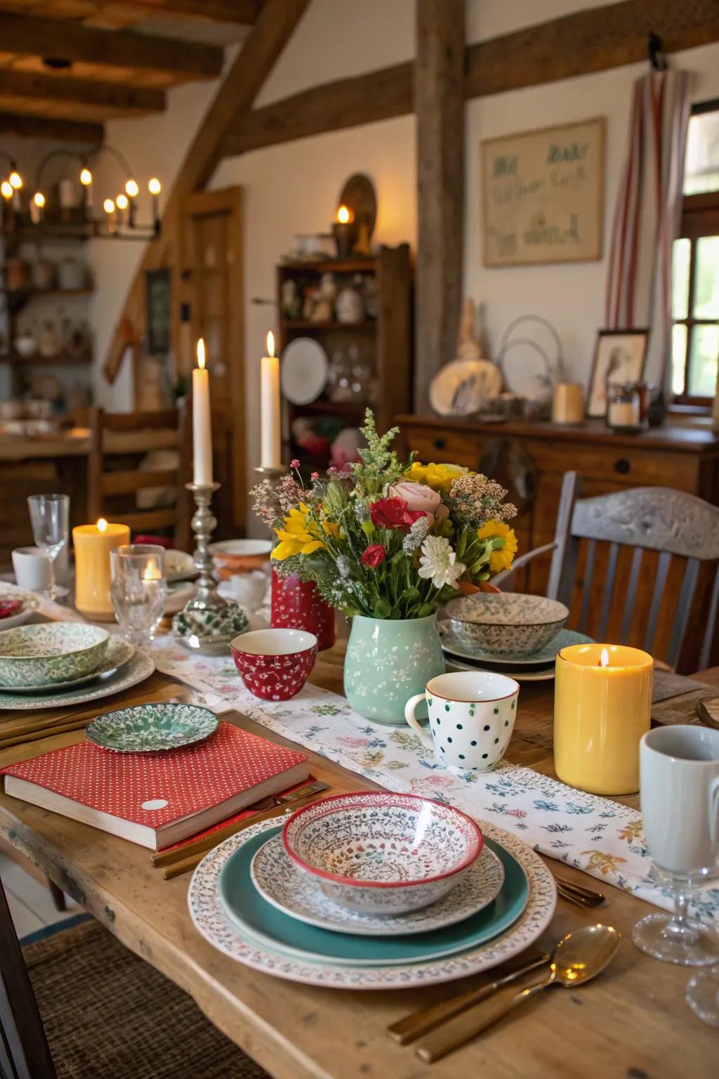 Varied dishes add charm and personality.