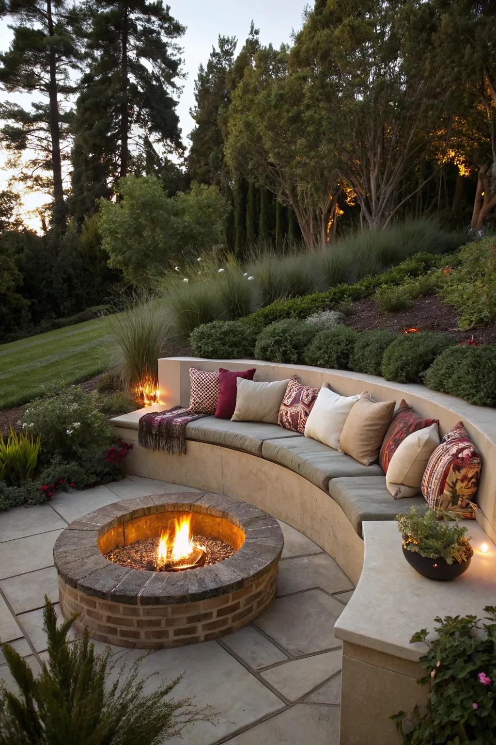 Built-in seat borders provide a cohesive and functional design.