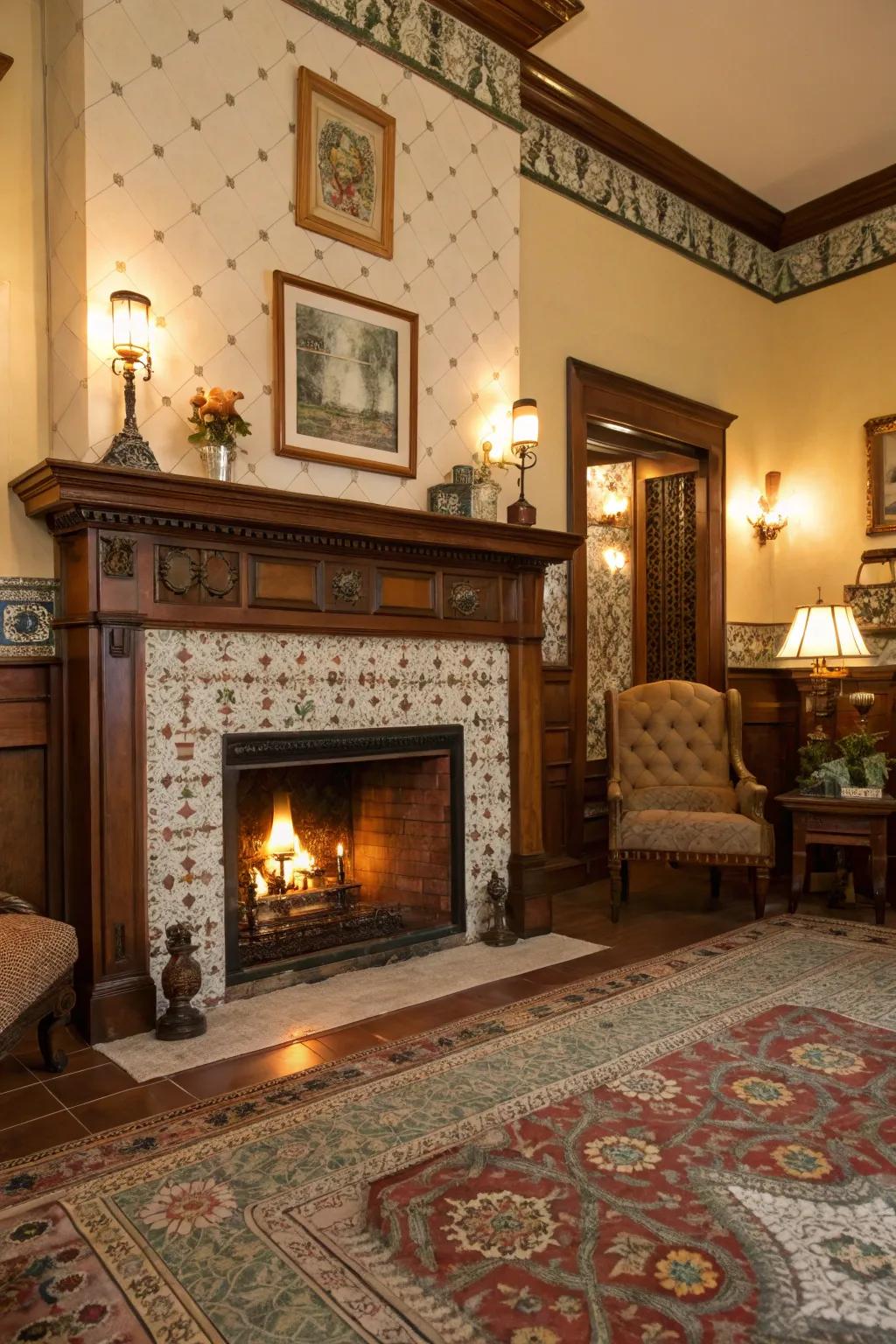 Infuse nostalgia with vintage tile details around your fireplace.