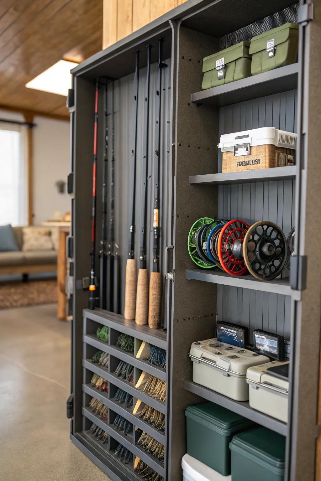 Adaptable shelving for flexible gear storage.