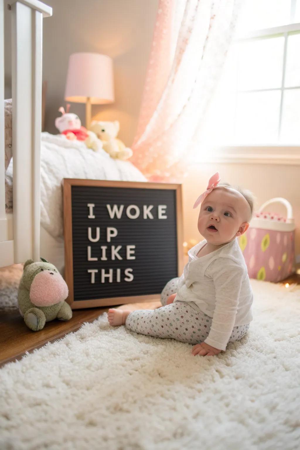 Honoring baby's natural charm with a dash of humor.