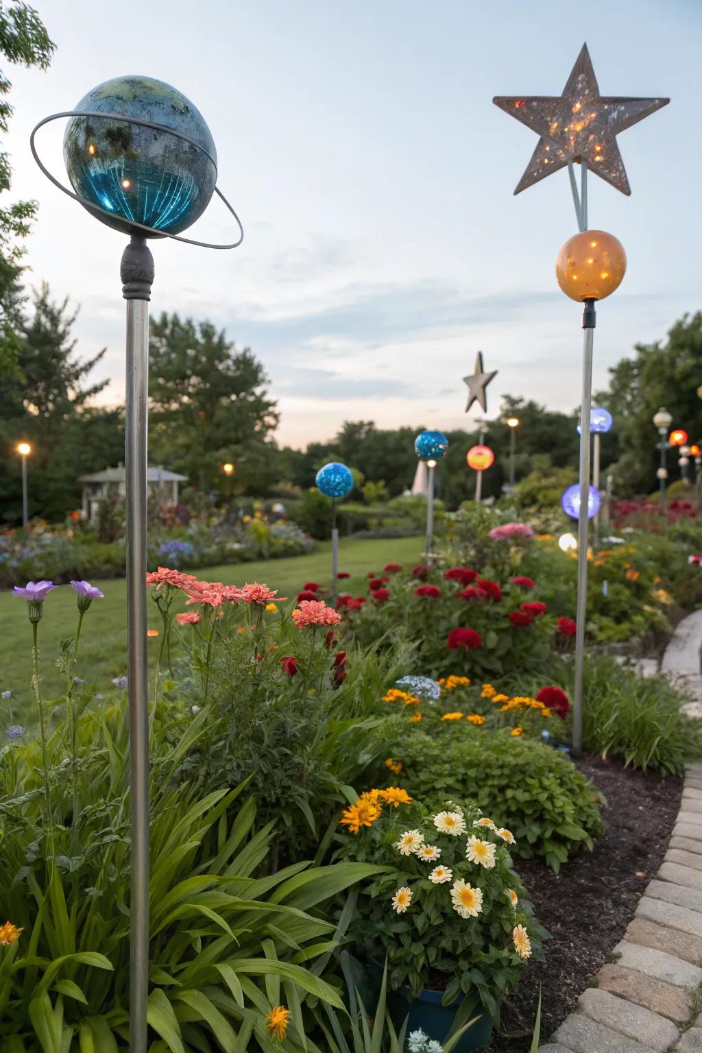 Heavenly body accents turning the garden into a piece of the universe.