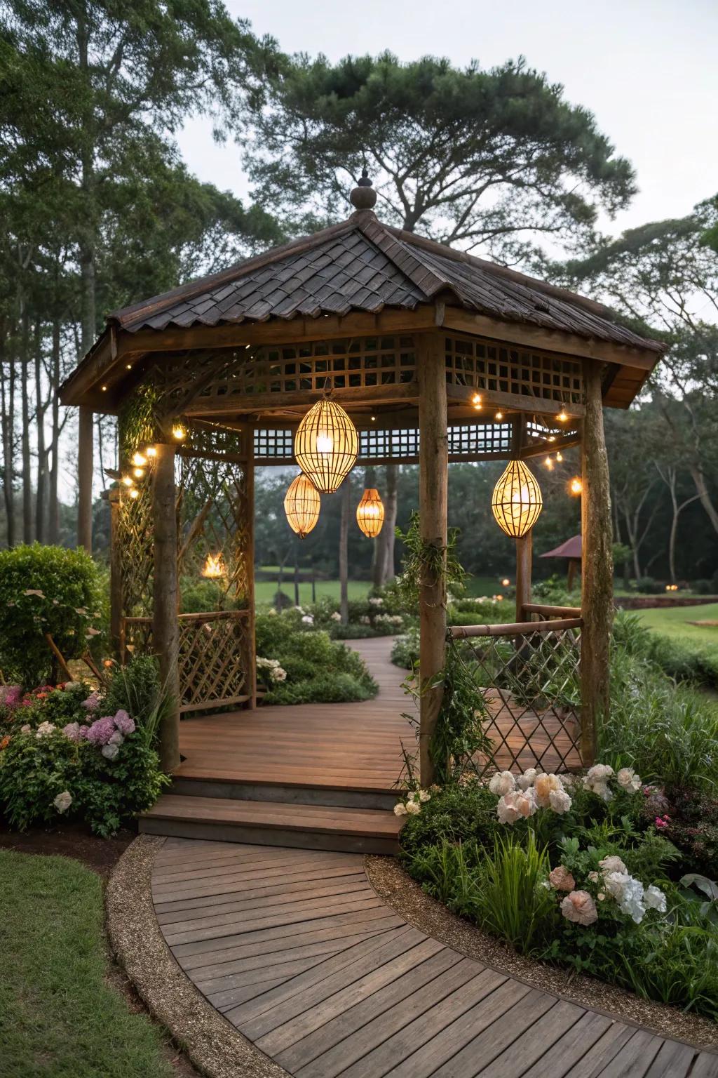 Cane lights introduce a natural and tropical accent.
