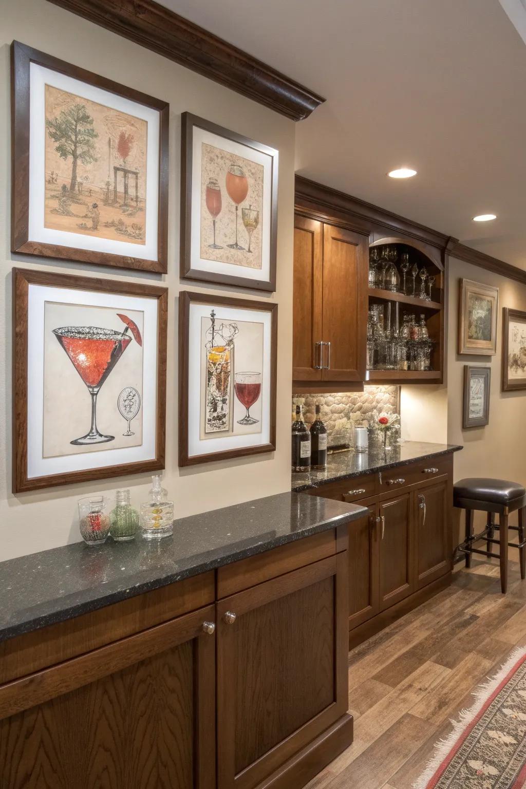 Transform your bar space with themed wall decor.